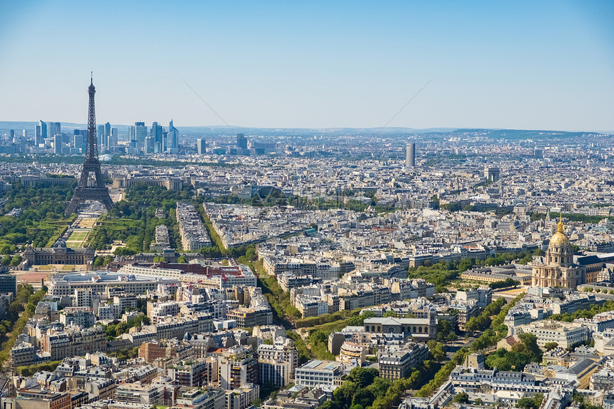 金属从法国巴黎蒙帕纳斯塔看到巴黎与埃菲尔铁塔残疾人和国防商业区一道的巴黎天际线空中全景图象场缅因州图片