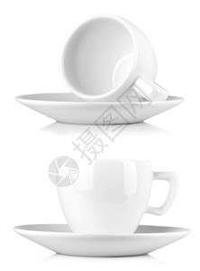 小白咖啡杯在色背景上隔绝的白色小咖啡杯卡布奇诺饮料茶点图片