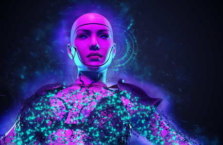电子的想象中女机器人勇士3D成为想象中的女机器人勇士数字化智力图片