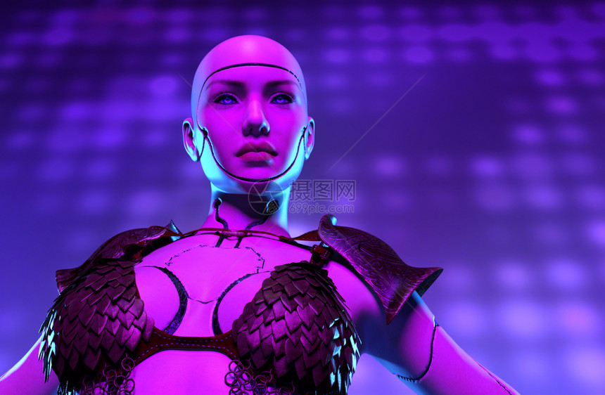 想象中的女机器人勇士3D成为想象中的女机器人勇士数字化网络站立图片