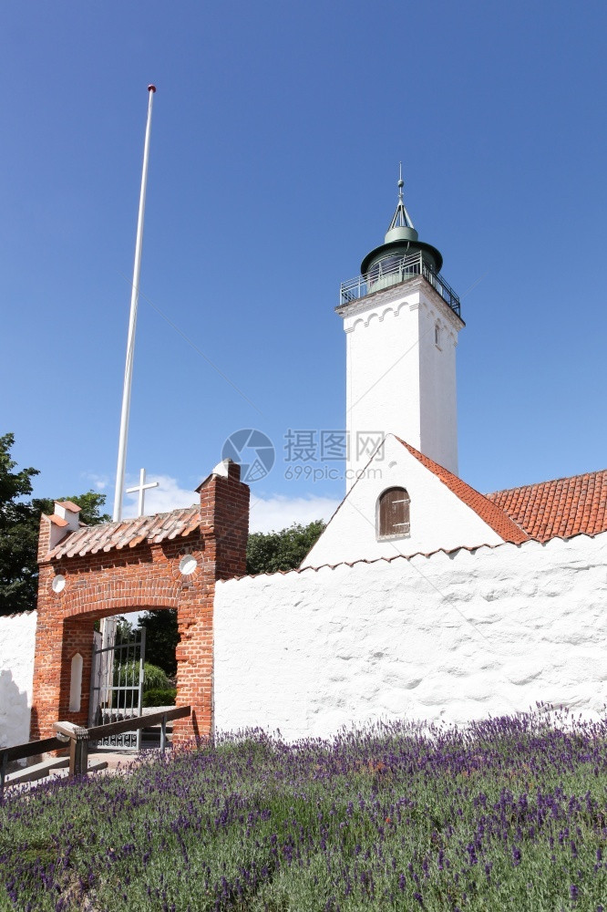 建筑学斯堪的纳维亚语丹麦图诺岛教堂和灯塔会聚一旅游图片