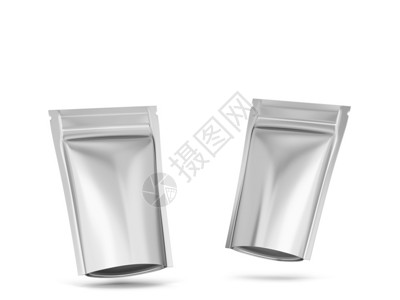 泡袋茶海豹咖啡纸白色背景上孤立的空白拉链套件模型3d插图设计图片