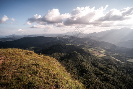 跋涉游客植物泰国的山地景观察点图象图片