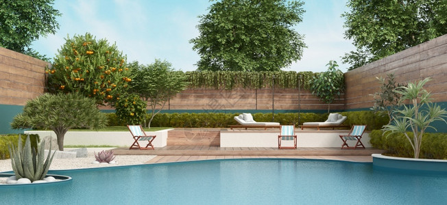 奢华花园游泳池图片