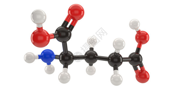 带有剪切路径的显微酸分子结构3d插图氮碳谷氨酸设计图片