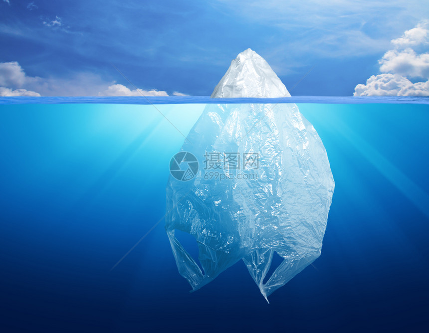 灰蒙生态带冰山的塑料袋环境污染气候图片