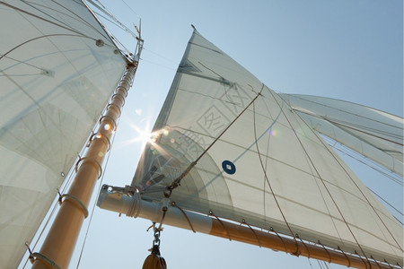血管私人帆船游艇的吊杆帆和操纵风景旅行导航图片