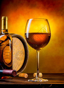 喝质量橙色背景的白葡萄酒成分Still有红酒的生命棕色图片