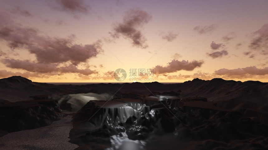 以3D软件制成的月夜环境边界季节图片