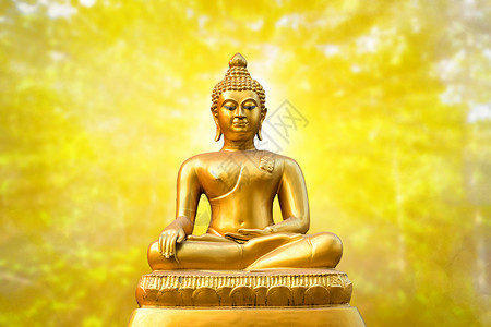 平静的金黄布基背景佛雕像美丽的金佛像亚洲祈祷图片