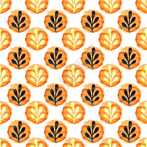 橙味饼干水彩叶子无缝图案手绘背景可用于墙纸和文具设计水彩叶子无缝图案手绘背景可用于墙纸和文具设计重复优雅为了设计图片