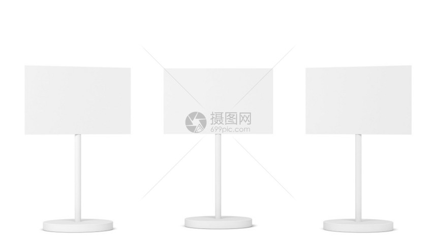 白色背景简单横幅上孤立的三维插图示Blanksign控制板邮政路标图片