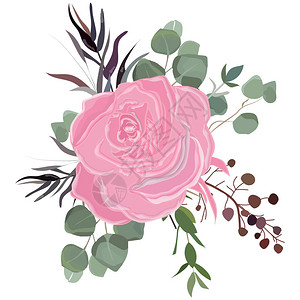 花朵水彩画用于爱人的鲜花结婚和纪念卡横幅海报和贺卡的矢量图示草本图片