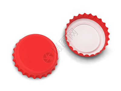 饮料瓶盖白色背景上孤立的空白瓶盖模拟3d插图醉红色的酒精设计图片