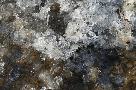 霜气候霜清除在小溪上以自然冬天为背景拍摄的大型冰块玻璃设计图片