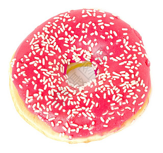甜点坚果刨冰白背景孤立的甜圈图片