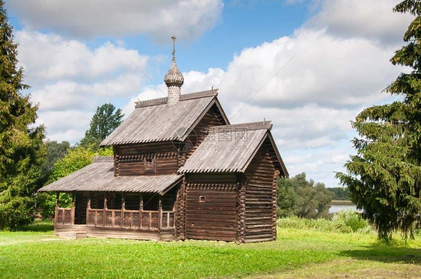 变身历史俄罗斯西北部建造的旧木制教堂旅行图片