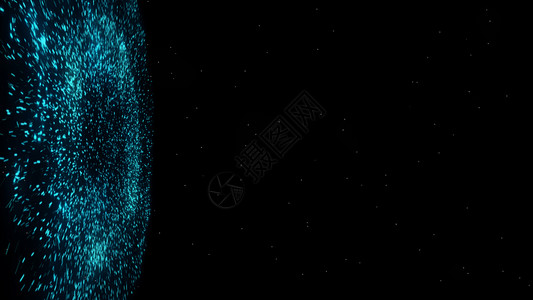 未来派发光的粒子宇宙爆炸冲击波蓝色能量空间3D转化震惊背景图片