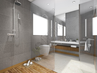 植物结石3d带砖的热风格浴室卫生间图片