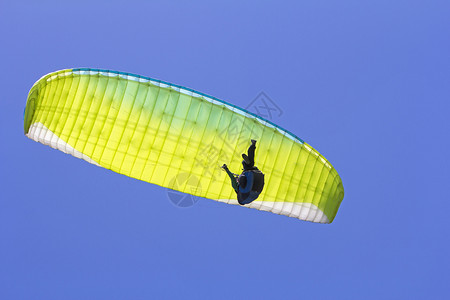 在蓝天空滑翔以背景极端运动为勇敢的飞行员草地图片