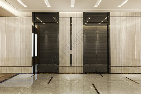 家具套房门3d在商业旅馆提供现代钢铁电梯大厅在走廊附近有豪华设计背景图片