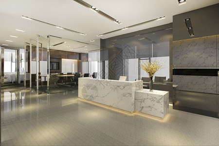 美丽的灯3d提供现代豪华酒店和办公室接待休息配有会议椅子餐厅图片