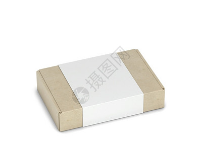 长方形纸盒薄饼包装盒模型3d插图白色背景上孤立的空白袋目长方形贮存背景