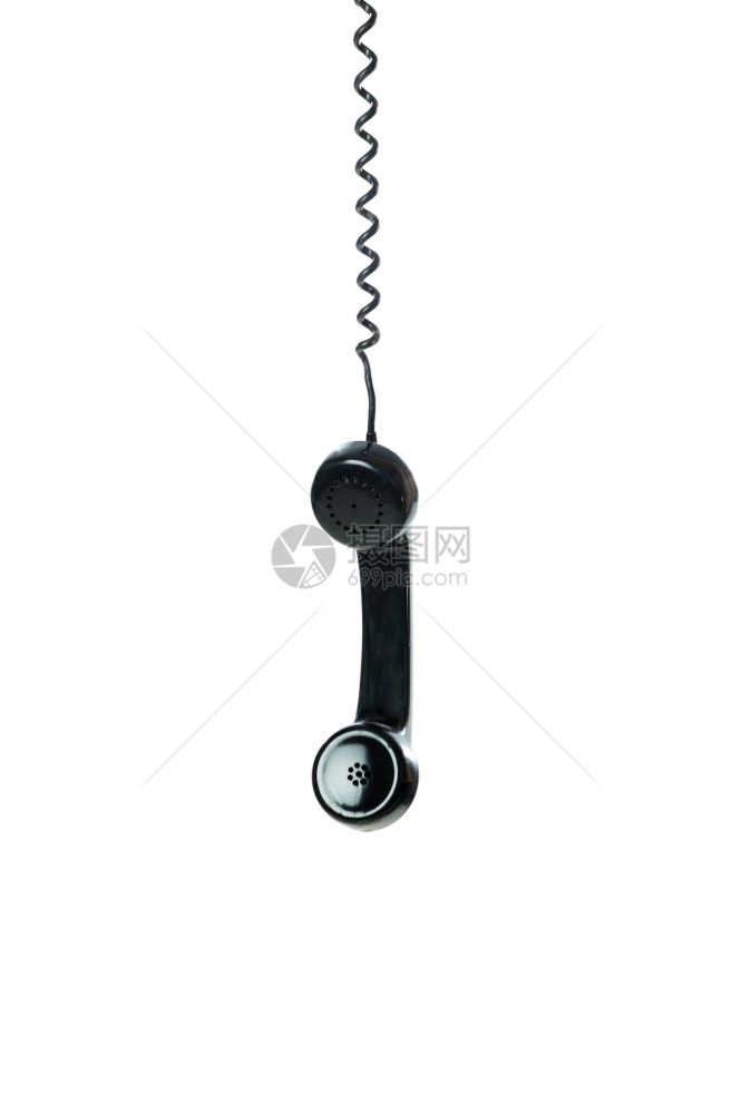 电缆古董挂在白色背景上的古老电话拨号图片