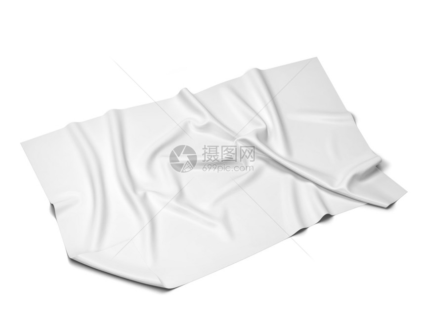 棉布悬垂洗澡白色背景上孤立的3D插图一幅布条或毛巾图片