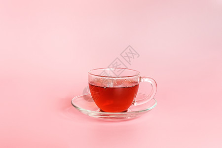 茶时间粉红色背景的茶杯带复制空间最小风格杯子早餐现代的图片