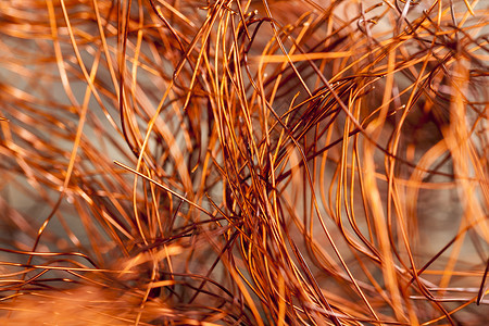 金属的旧铜铁丝网混乱扭曲和撒谎有选择焦点小深度实地铜橙铁线抽象的卷轴图片