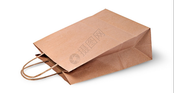 白背景上孤立的食物空无一页棕色纸袋广告营销盒图片