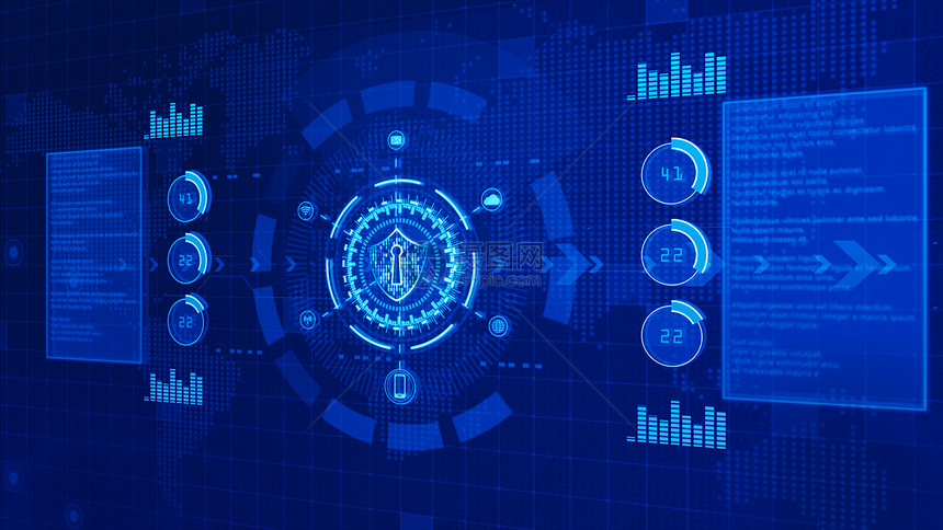 挂锁安全数字据网络安全概念的盾牌图标钥匙商人图片