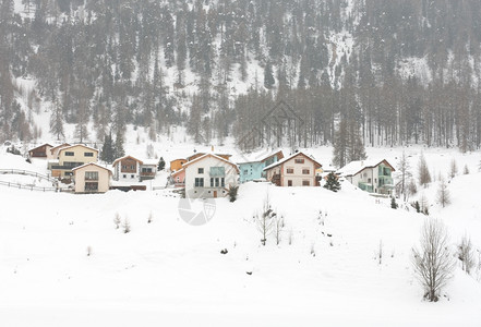 冬天在意大利北部暴风雪过后的房子建筑物自然图片