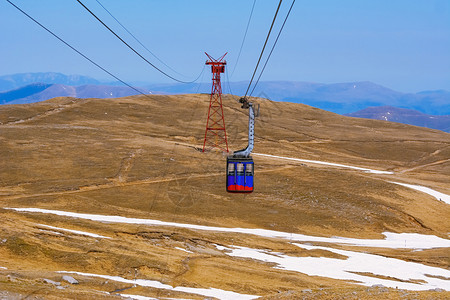 旅游电话卡详情页喀尔巴阡山脉的缆车背景