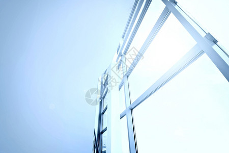 未来派正面透明玻璃墙的透明圆形商业和财务概念金属图片