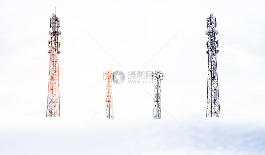 夏天电话和互联网传输塔电话和因特网传输塔移动的天空图片