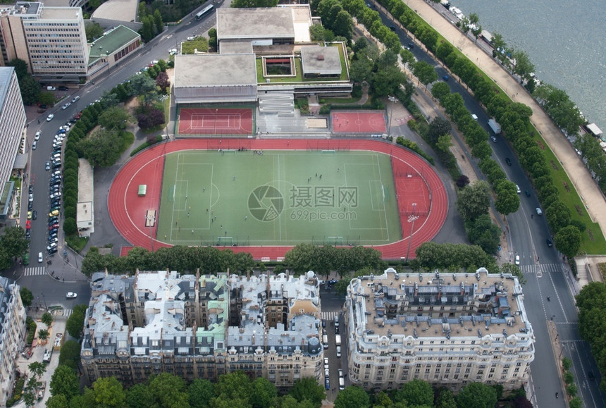 建筑学城市罾体育场法国巴黎从埃菲尔铁塔抓获图片