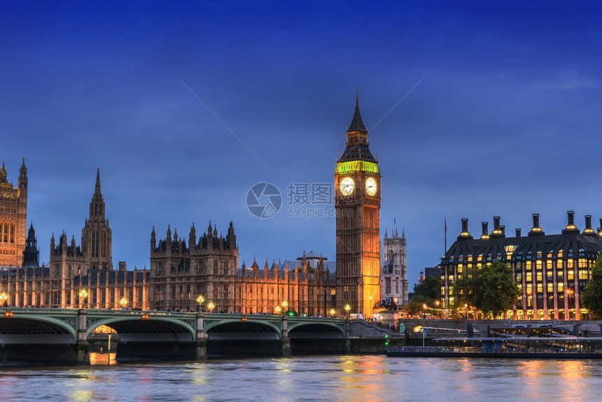 国民伟大的欧洲本钟塔和议会厦伦敦英国格兰伦敦黄昏晚图片