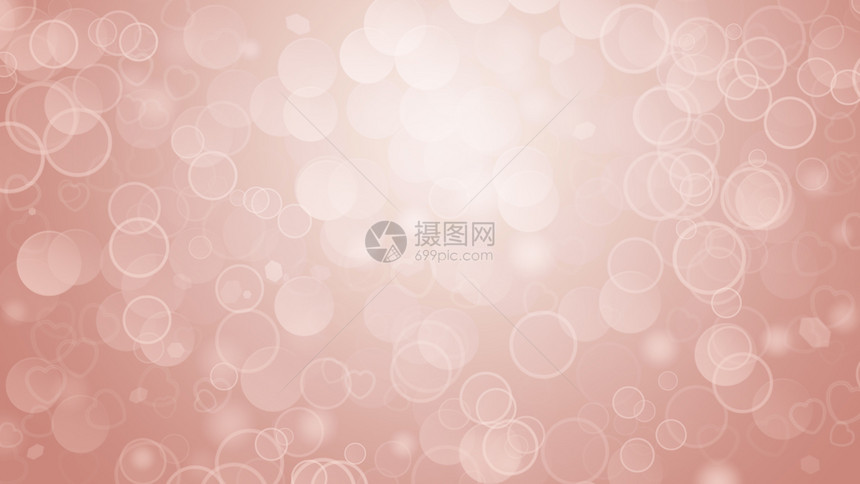 玫瑰金心形状抽象bokeh背景wtih华伦人节发光纹理散景优雅的二月图片