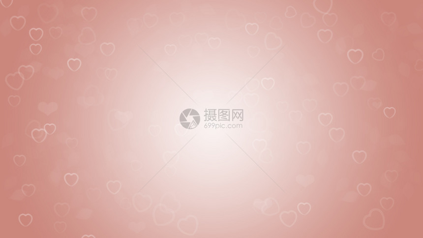 明亮的玫瑰金心形状抽象bokeh背景wtih华伦人节发光纹理卡片情人节图片