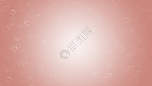 明亮的玫瑰金心形状抽象bokeh背景wtih华伦人节发光纹理卡片情人节背景图片