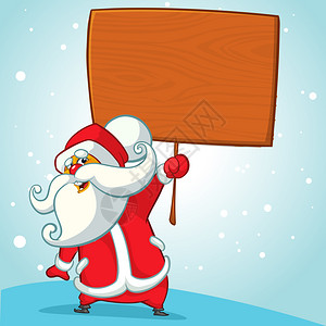 圣诞漫画插图老人拿着标牌板矢量插图圣誕老人男特点木头图片