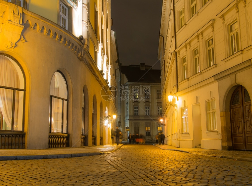 墙捷克语灯具布拉格街之夜图片