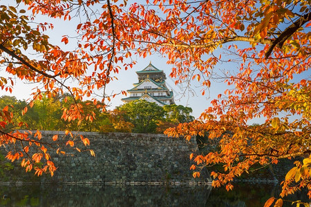 日本大阪城堡老的旅行文化图片