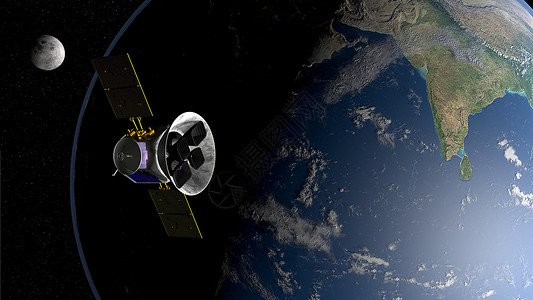 多尔桑天空勘探世界在地球轨道上与月亮相伴的三维背景图解中的行星地球轨道上的外平原测量卫星TESS空间望远镜设计图片