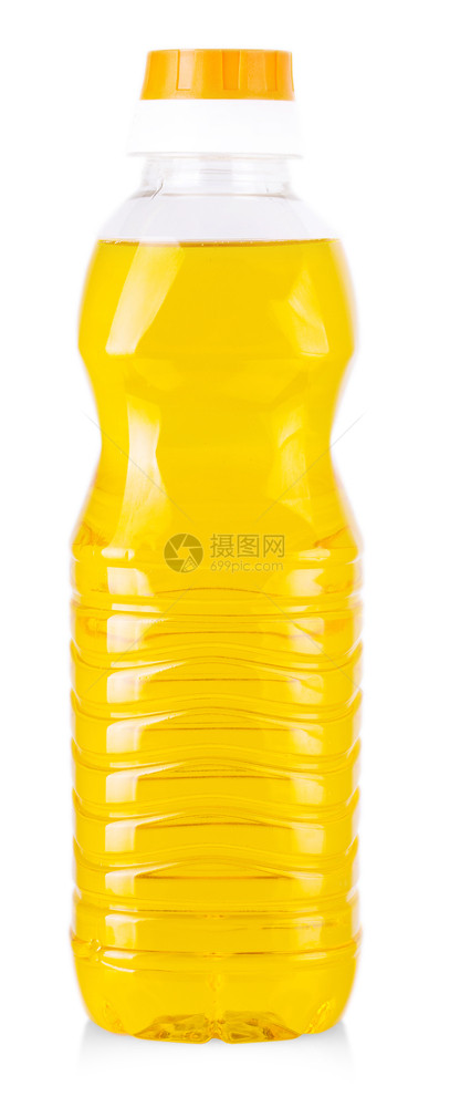 塑料简单的瓶装在白色背景上孤立的向日葵油瓶图片
