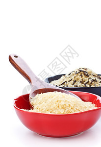 碳水化合物吃沃登两碗大米和木勺图片