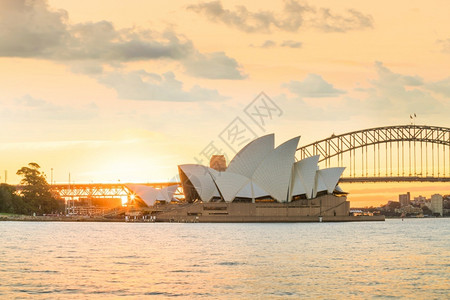 澳洲雪梨市下天际线城景观灯中心背景图片