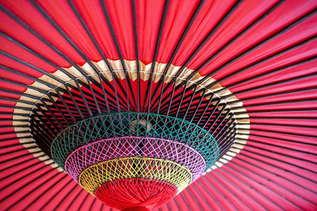 晴天螺旋日本传统红伞式雨制作背景图片